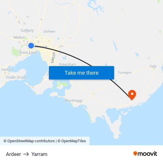 Ardeer to Yarram map