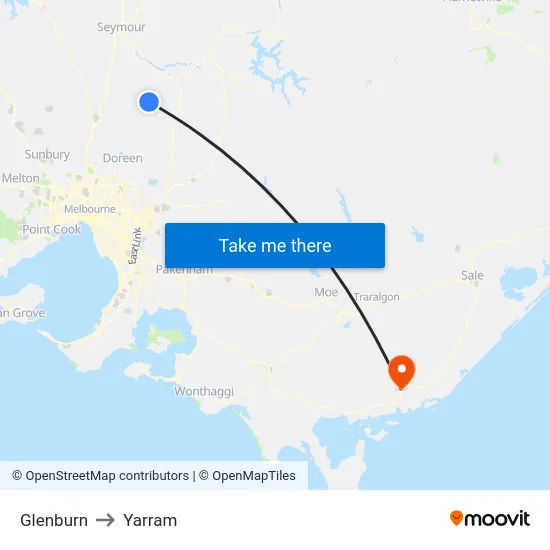 Glenburn to Yarram map