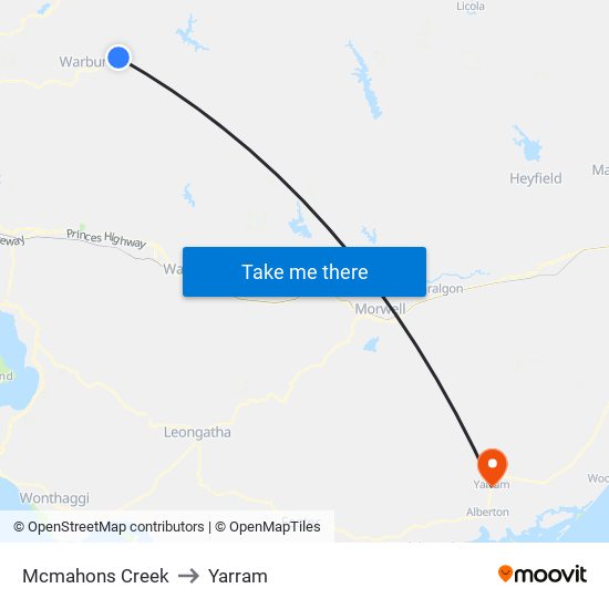 Mcmahons Creek to Yarram map