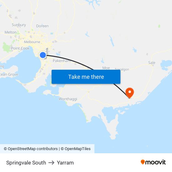 Springvale South to Yarram map