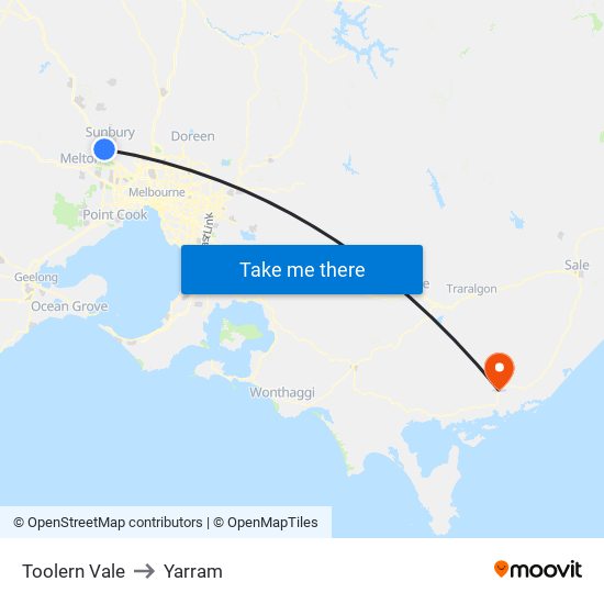 Toolern Vale to Yarram map