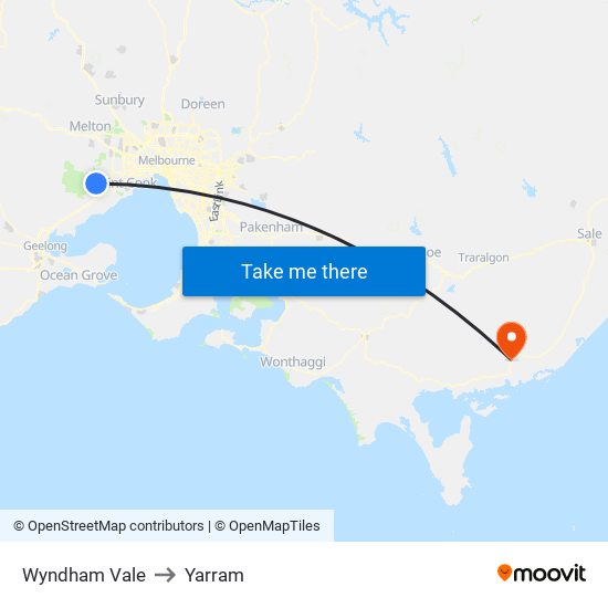 Wyndham Vale to Yarram map