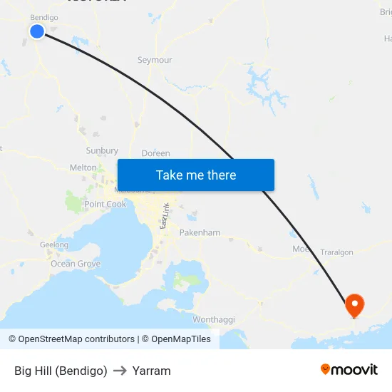 Big Hill (Bendigo) to Yarram map