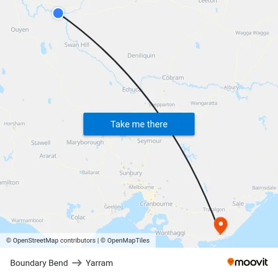 Boundary Bend to Yarram map