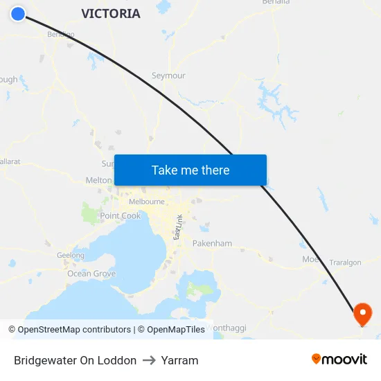Bridgewater On Loddon to Yarram map