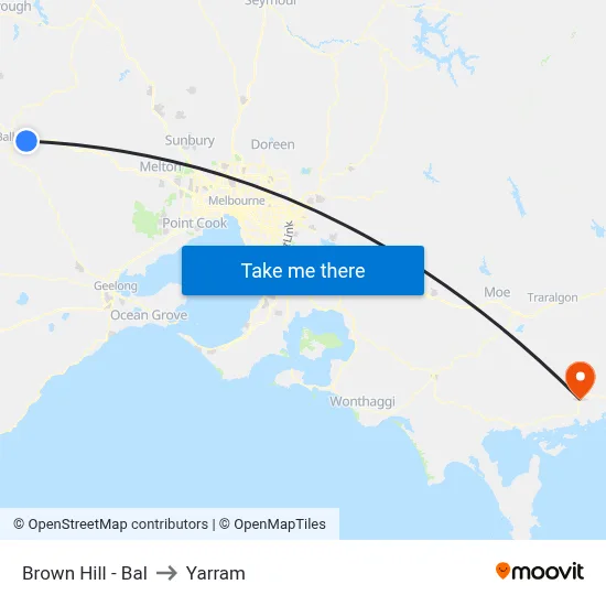 Brown Hill - Bal to Yarram map