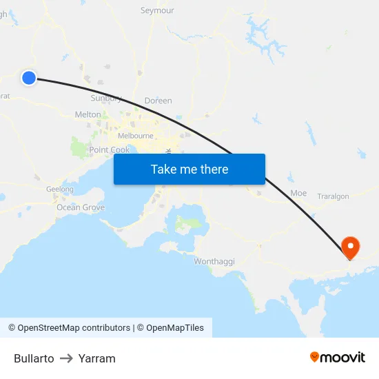 Bullarto to Yarram map