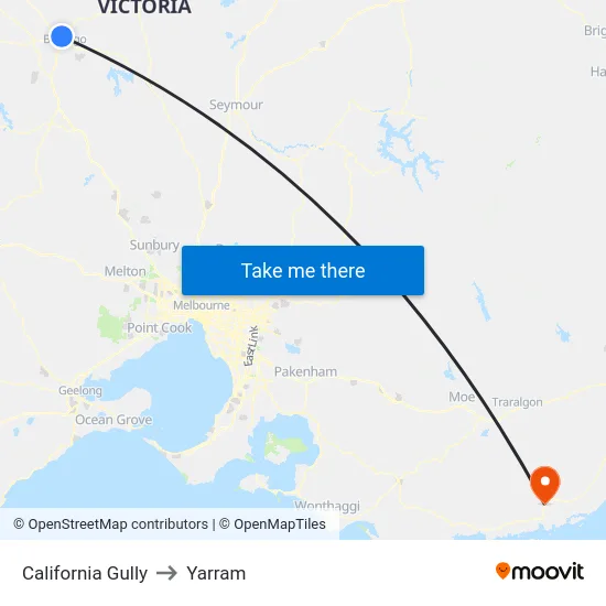 California Gully to Yarram map