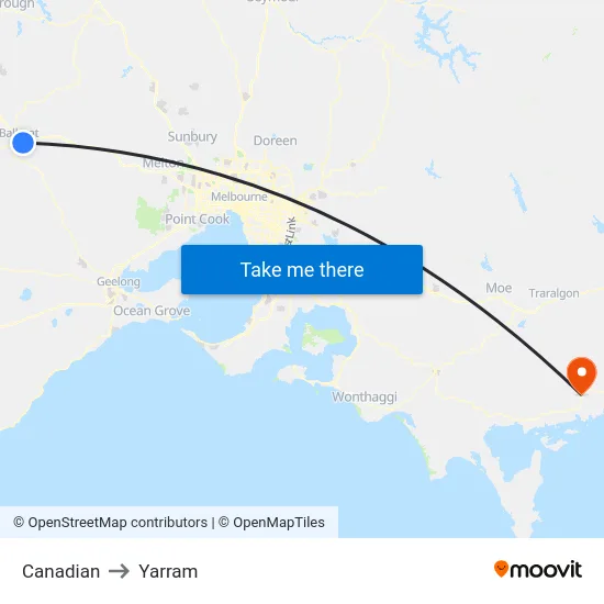 Canadian to Yarram map