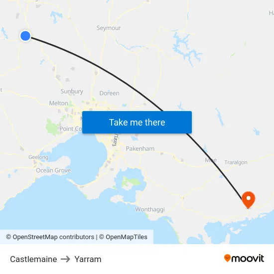 Castlemaine to Yarram map