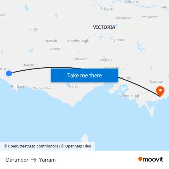 Dartmoor to Yarram map