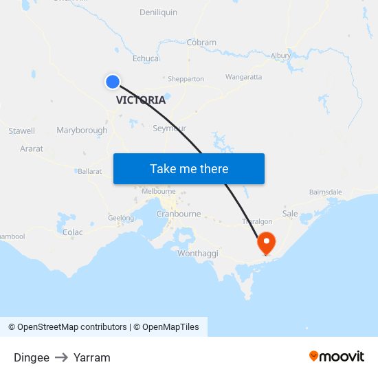 Dingee to Yarram map