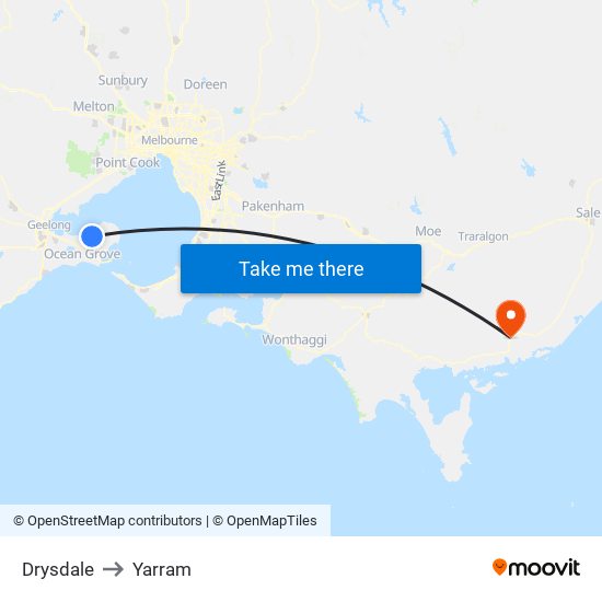 Drysdale to Yarram map