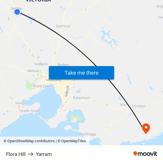 Flora Hill to Yarram map