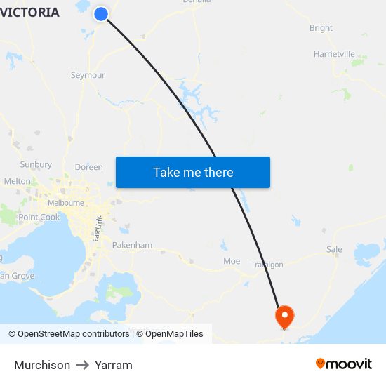 Murchison to Yarram map