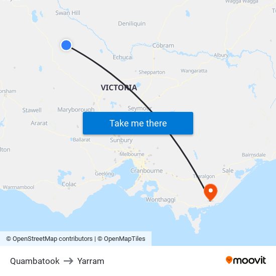 Quambatook to Yarram map