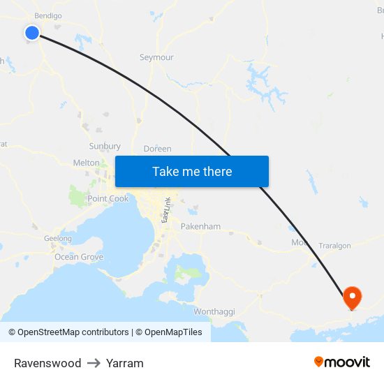 Ravenswood to Yarram map