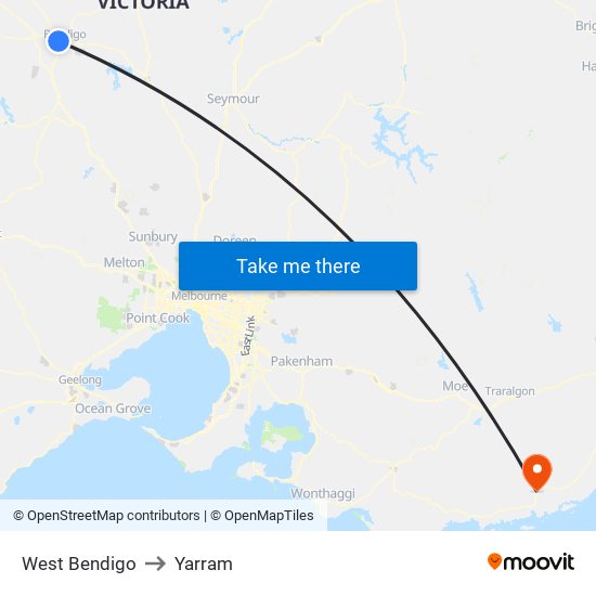 West Bendigo to Yarram map