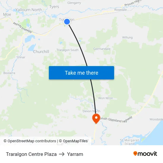 Traralgon Centre Plaza to Yarram map