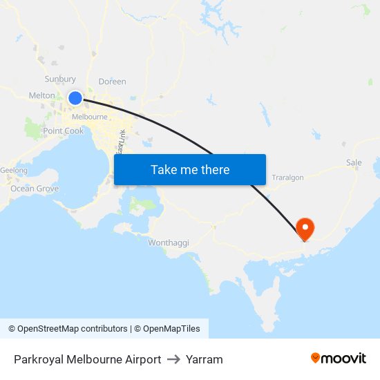 Parkroyal Melbourne Airport to Yarram map