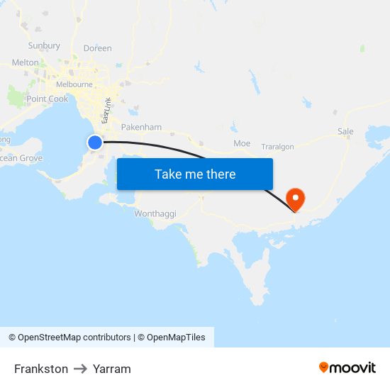 Frankston to Yarram map