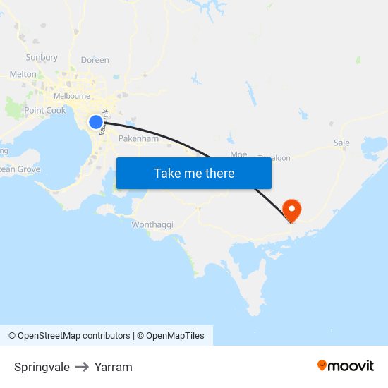 Springvale to Yarram map