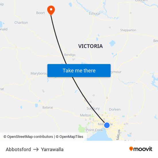 Abbotsford to Yarrawalla map