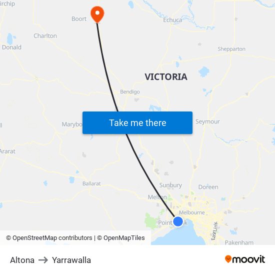 Altona to Yarrawalla map