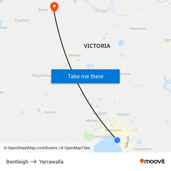 Bentleigh to Yarrawalla map