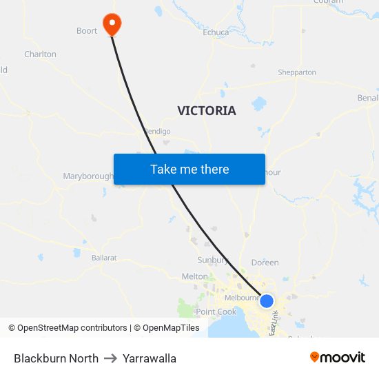 Blackburn North to Yarrawalla map