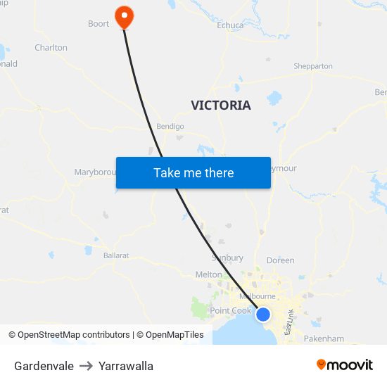 Gardenvale to Yarrawalla map