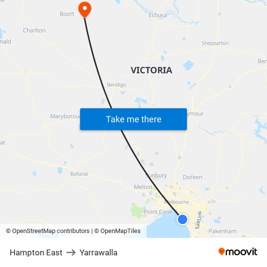 Hampton East to Yarrawalla map