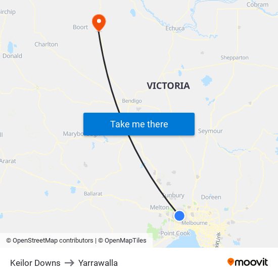 Keilor Downs to Yarrawalla map