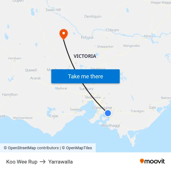 Koo Wee Rup to Yarrawalla map