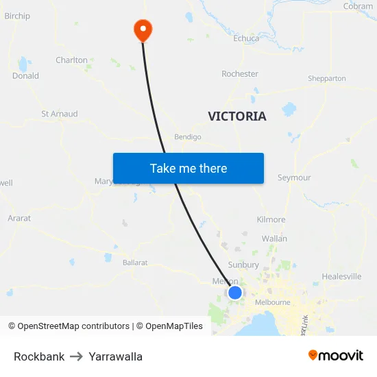 Rockbank to Yarrawalla map