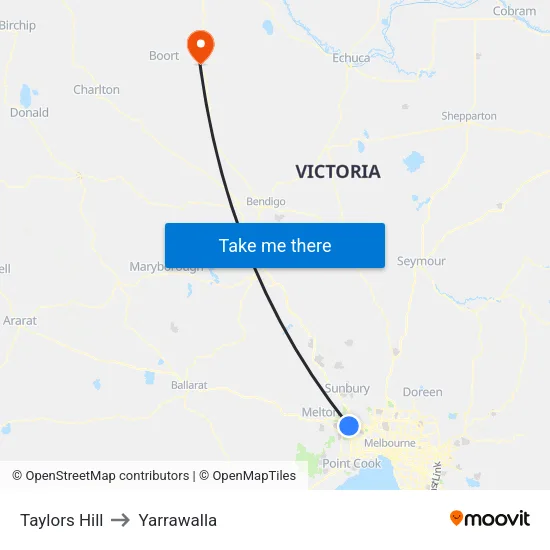 Taylors Hill to Yarrawalla map