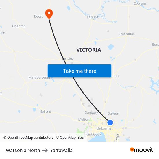 Watsonia North to Yarrawalla map