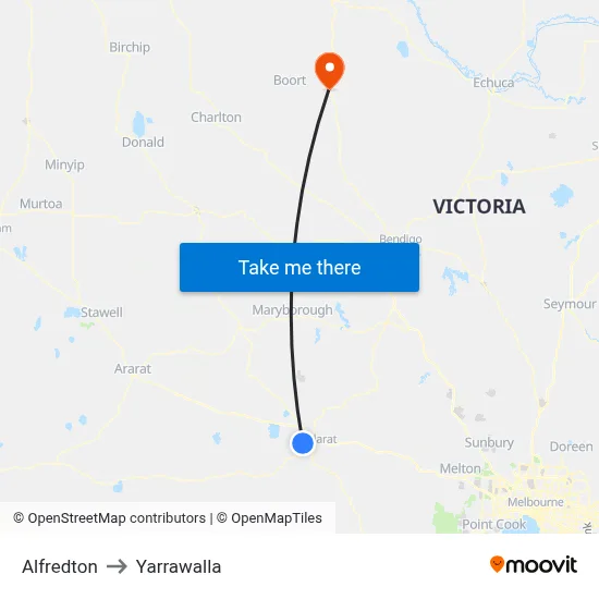 Alfredton to Yarrawalla map