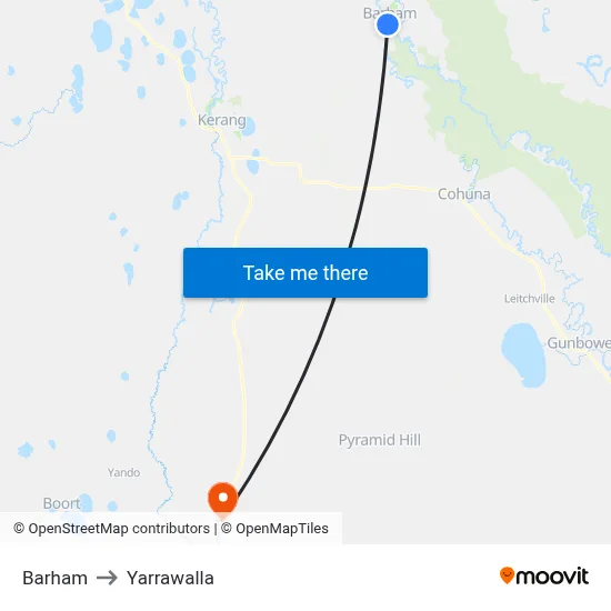 Barham to Yarrawalla map