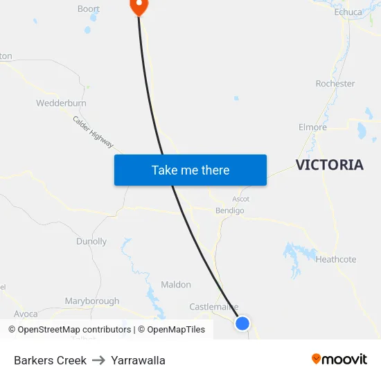 Barkers Creek to Yarrawalla map