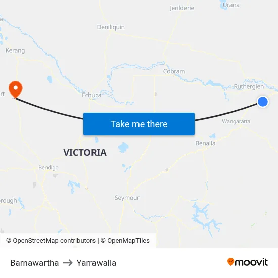 Barnawartha to Yarrawalla map