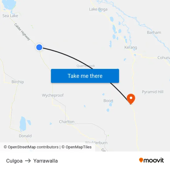 Culgoa to Yarrawalla map