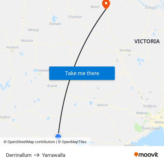 Derrinallum to Yarrawalla map