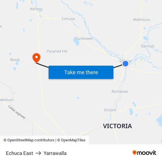 Echuca East to Yarrawalla map