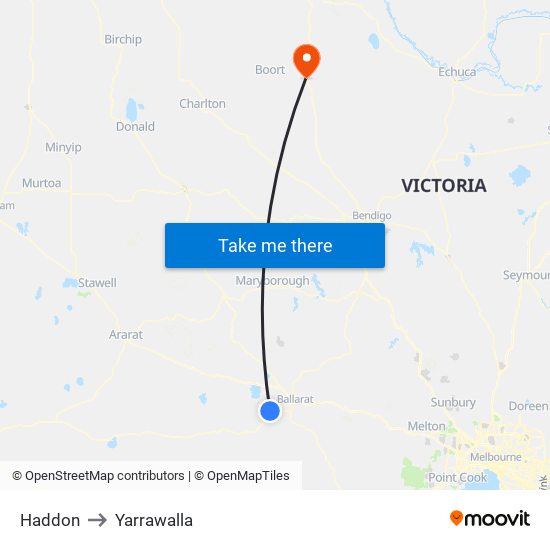 Haddon to Yarrawalla map