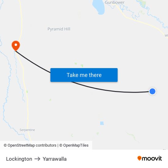 Lockington to Yarrawalla map