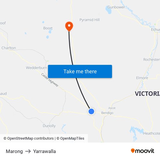 Marong to Yarrawalla map