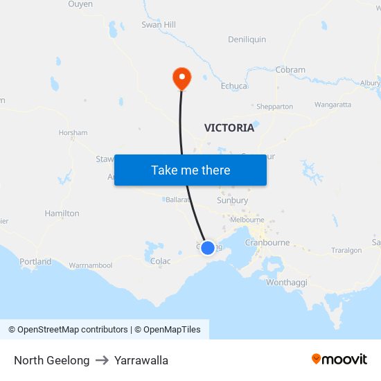 North Geelong to Yarrawalla map