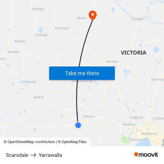 Scarsdale to Yarrawalla map