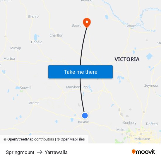 Springmount to Yarrawalla map